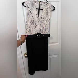 Banana Republic white and black belted dress flowy top and fitting bottom